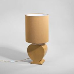 Maisons du Monde Lámpara de mesa de gres ocre con pantalla de tela