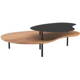 Maison Pavane Mesas apilables de madera y metal negro (juego de 2)
