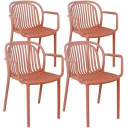 Oviala Juego de 4 sillones de plástico terracota