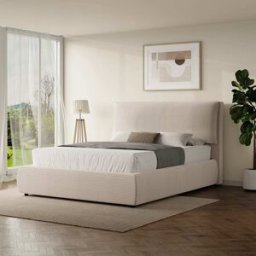 Concept Usine Cama con caja de almacenamiento 140x190cm en pana beis