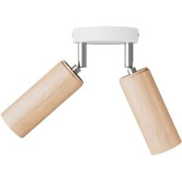 Creative Aplique blanco con dos focos en madera