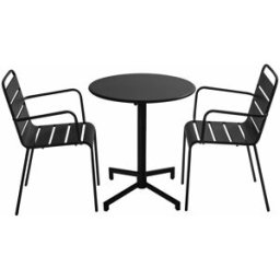 Oviala Conjunto de mesa y 2 sillas de jardín en metal negro
