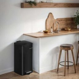 SONGMICS Cubo de basura de cocina de 30 l de acero inoxidable negro