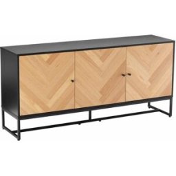 Oviala Aparador de 3 puertas con decoración en melamina 160 cm roble y negro