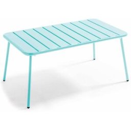 Oviala Mesa de centro de jardín de acero turquesa 90 x 50 cm