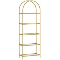 Homcom Estantería de vidrio 60x30x175 cm oro