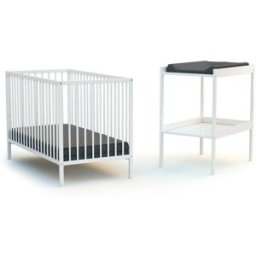 AT4 Cama y cambiador para la habitación del bebé madera blanco