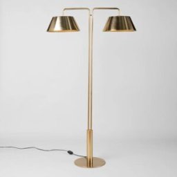 Maisons du Monde Lámpara de pie de acero dorado con 2 pantallas