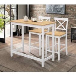 Home Heavenly Pack 2 taburetes altos estructura blanco asiento tipo madera