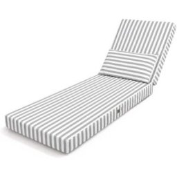 Deco Arts Cojín para tumbona premium con cojín - rayas gris claro