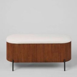 Maisons du Monde Banco baúl crudo de hevea con patas de acero