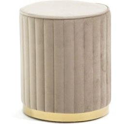 Fuori Puff terciopelo acolchado base cromada beige/oro