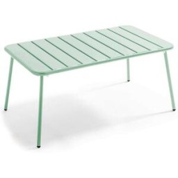 Oviala Mesa de jardín de acero verde salvia 90 x 50 cm