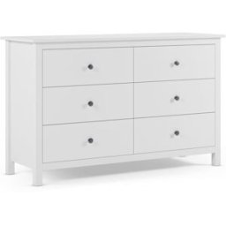 duehome Cómoda de 6 cajones robusta y diseño atemporal 130x80 cm blanco