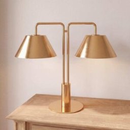 Maisons du Monde Lámpara de mesa de acero dorado con 2 pantallas