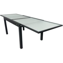 Pondecor Mesa jardín ext. Rectangular 135/270 aluminio y cristal.