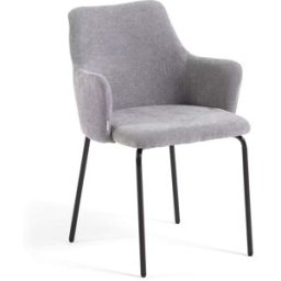 Fuori Conjunto de 2 sillas tapizadas en tela beige y patas de metal