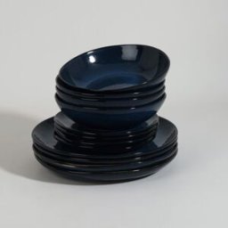 Maisons du Monde Vajilla de 12 piezas de cerámica azul para 4 personas