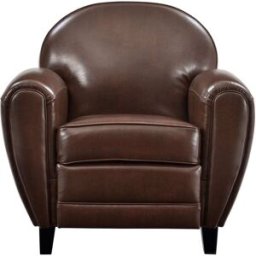 Maison Pavane Sillón marrón de cuero serraje revestido