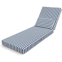 Deco Arts Cojín para tumbona premium con cojín - rayas azul marino