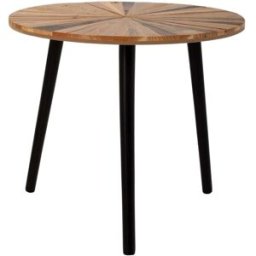 Wanderlust deco Mesa auxiliar redonda de madera y metal marron 60x60x50