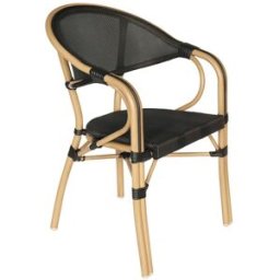 Oviala Silla de jardín apilable estilo bistró parisino negra