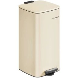 SONGMICS Cubo de basura de cocina de 30 l de acero inoxidable dorado y negro