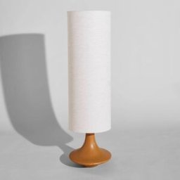 Maisons du Monde Lámpara de pie de gres marrón con pantalla de lino