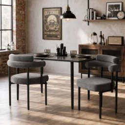 Meubles Cosy Juego de 2 sillas, asientos redondos cómodos en gamuza gris oscuro