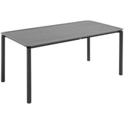 Oviala Mesa de jardín rectangular de aluminio negro