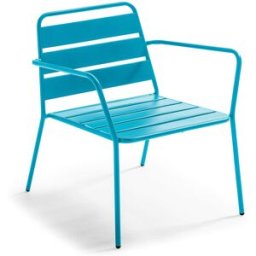 Oviala Silla de jardín baja en azul pacífico
