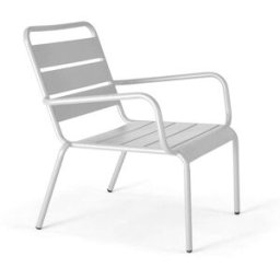 Oviala Sillón de jardín bajo de acero blanco relajante