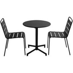 Oviala Conjunto de mesa y 2 sillas de jardín de metal negro