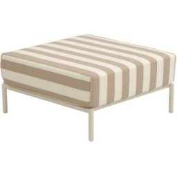 Oviala Puf de rayas para muebles de jardín modulares en tela beige