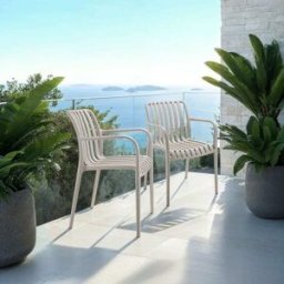 Tectake Set de 2 sillas de jardín apilables y 54,5x58x80,5 cm, gris topo