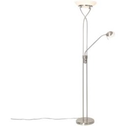 QAZQA Lámpara pie acero led y dimmer con lámpara de lectura
