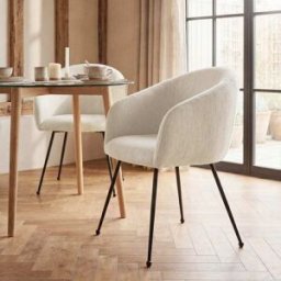 Maisons du Monde Sillón de comedor beige con patas de acero negro