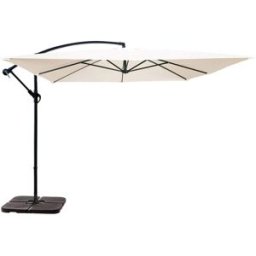 Oviala Parasol desplazado de 3x3m y 4 losas para llenar de acero blanco