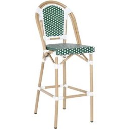 Oviala Silla alta de jardín en aluminio y ratán sintético blanco y verde