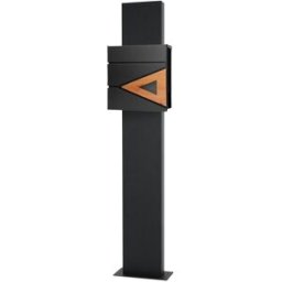 ML-Design Buzón de correo antracita / madera con pedestal 170cm acero inoxidable