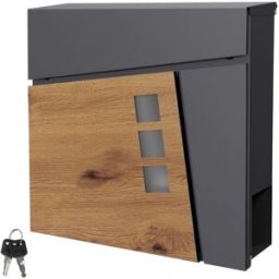 ML-Design Buzón correo de exterior acero antracita 37x37x11 cm aspecto madera