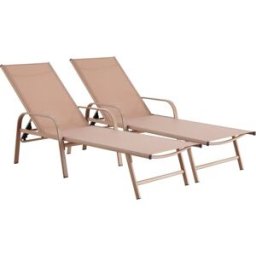 Habitat & Jardin Juego de 2 tumbonas marrón l193