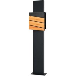ML-Design Buzón de correo madera / antracita con pedestal 170cm acero inoxidable