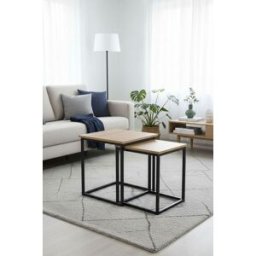 RegalosMiguel Set 2 Mesas Centro Ceu 40 x 34 cm - Marrón Claro