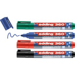 EDDING 360-4S - Marcador de pizarra blanca, 1,5 - 3,0 mm, 4 colores