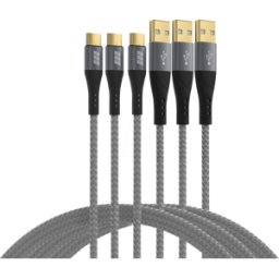 EFB-ELEKTRONIK EFB USB-AC-00008 - Cable USB 2,0 fijado macho a macho C, 60W, gris, 2 m + 2 m + 2 m