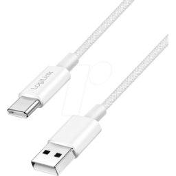 LOGILINK CU0319 - Cable de sincronización y carga, USB-A -> USB-C, 0,15 m, blanco