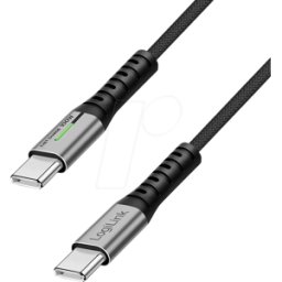 LOGILINK CU0421 - Cable de sincronización y carga, USB-C -> C, 0,5 m, negro