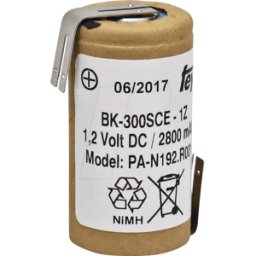 PANASONIC PA MH-2800 SC-P - Celda industrial, NiMH, Sub-C, 1,2 V, 2800 mAh, lengüetas de sol