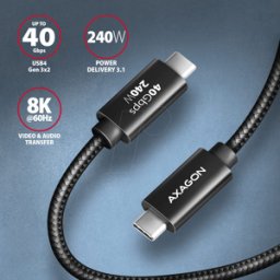 AXAGON AXG BUCM4XCM10AB - Cable USB 4.0, 40 Gbps, 240 W, 8K 60Hz, 1,0 m